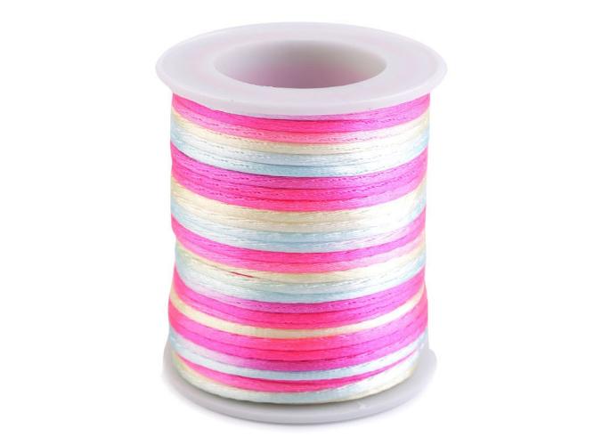 Satinschnur  Ø2mm  Regenbogen gelb rosa